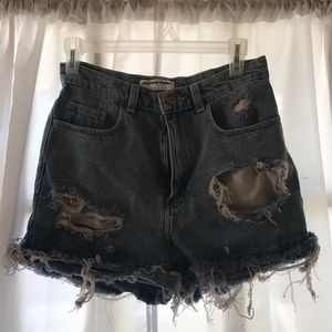 American Apparel Medium Wash high waisted shorts